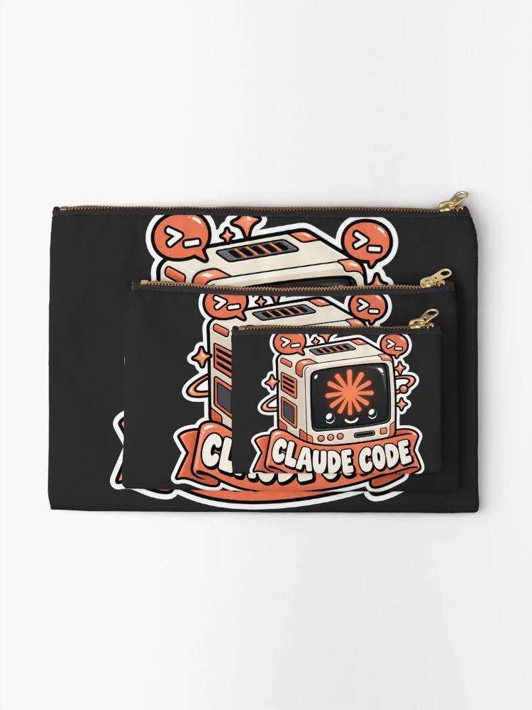 Thumbnail 2 of 4, Zipper Pouch, Claude Code Terminal Cube Sticker - AI Coding Agent Developer designed and sold by Stick Erify.