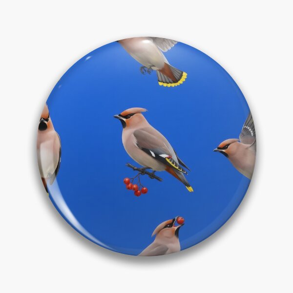 Item preview, Bohemian Waxwing – Winter Bird Pattern on Cobalt Blue designed and sold by Helt-enkelt.