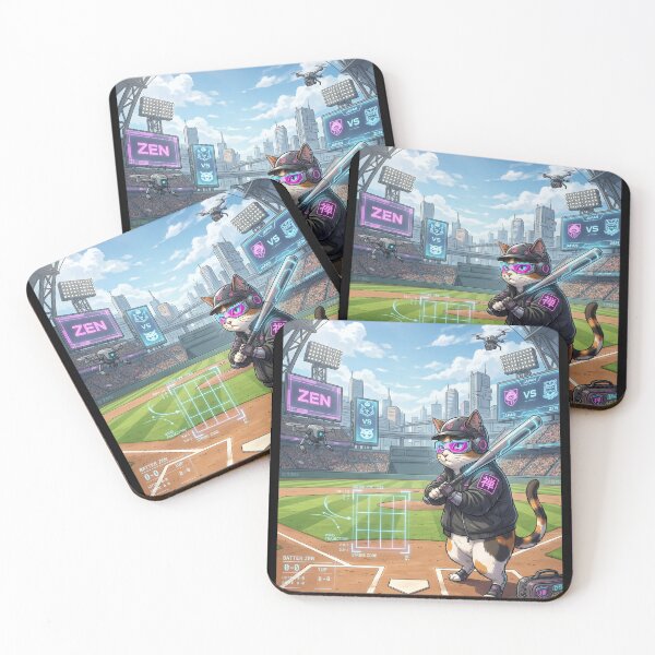Item preview, Cyberpunk Baseball Cat: Neo-Tokyo Stadium At-Bat designed and sold by Zen Motif Japan.