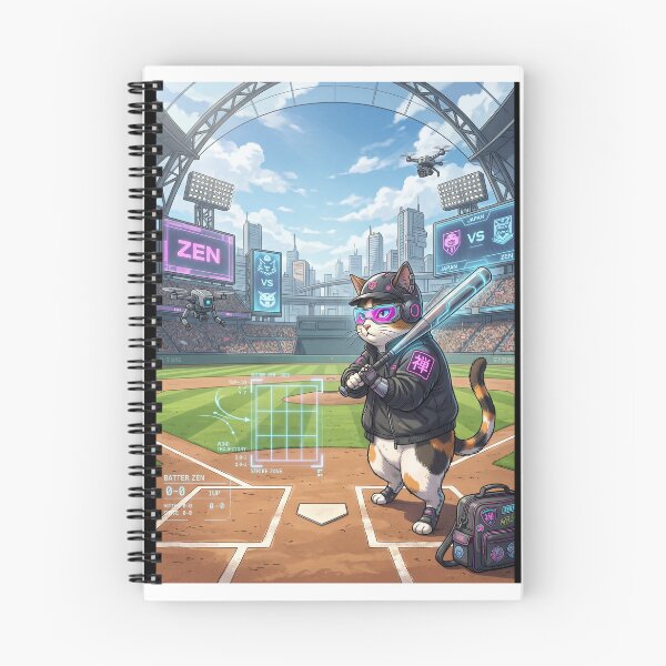 Item preview, Cyberpunk Baseball Cat: Neo-Tokyo Stadium At-Bat designed and sold by Zen Motif Japan.