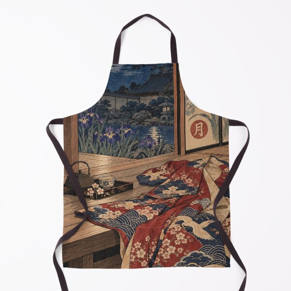 Item preview, Japanese Kimono - Silk Robe on Moonlit Garden Veranda designed and sold by bapupa.