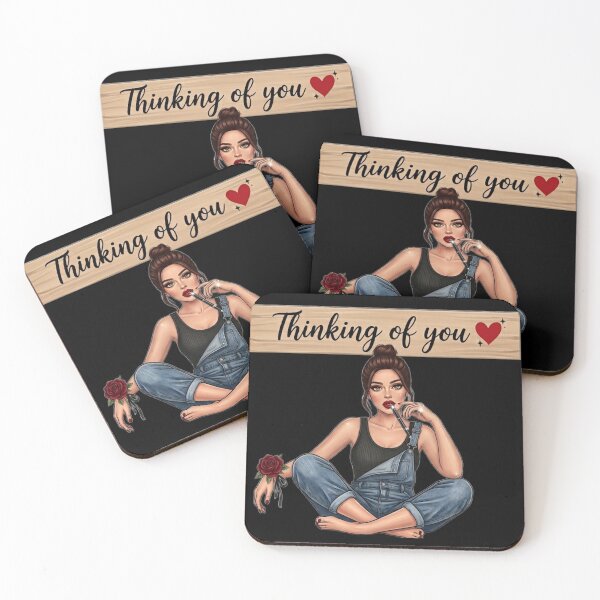Item preview, Thinking Of You Cute Woman In Denim Overalls And Rose Art designed and sold by MaRCAStro.