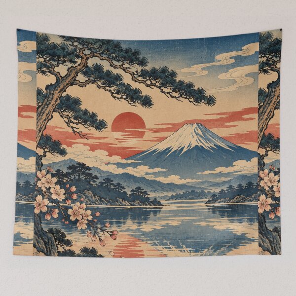Item preview, Japanese Landscape - Mount Fuji Sunset Cherry Blossom Lake designed and sold by bapupa.