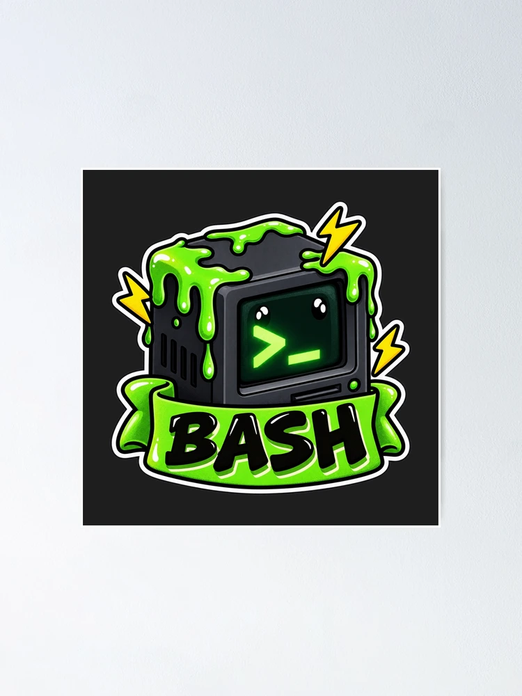Thumbnail 1 of 3, Poster, Bash Terminal Slime Cube Sticker - Linux Shell Programmer designed and sold by Stick Erify.