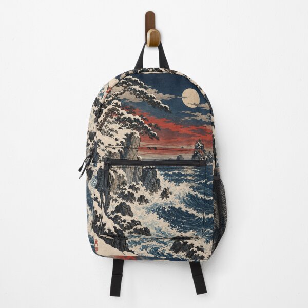 Item preview, Japanese Landscape - Snowy Coastal Cliffs and Crashing Waves designed and sold by bapupa.