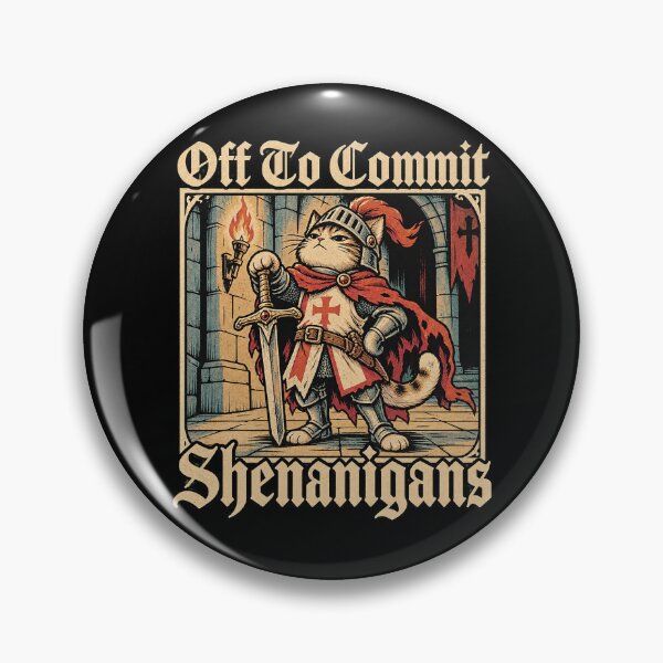Item preview, Off To Commit Shenanigans Medieval Knight Cat designed and sold by Vermanartist.