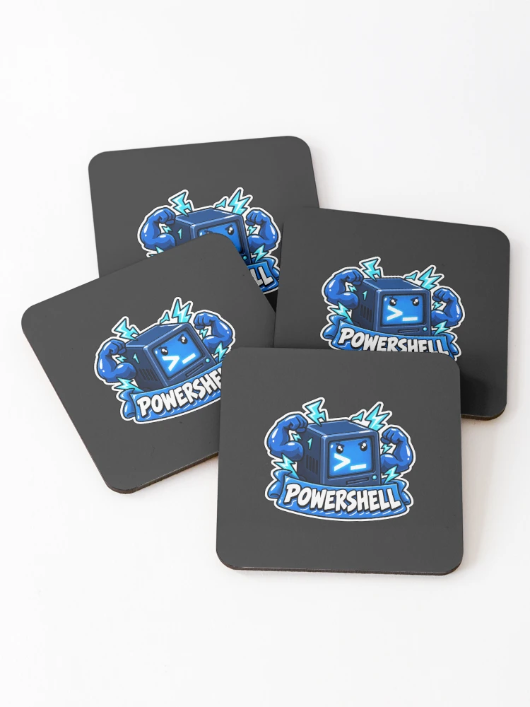 Thumbnail 1 of 5, Coasters (Set of 4), PowerShell Terminal Cube Sticker - Windows Shell Programmer designed and sold by Stick Erify.