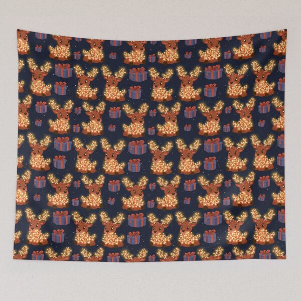 Item preview, Cute Reindeer Christmas Lights Festive Pattern designed and sold by NicolasGlowArt.
