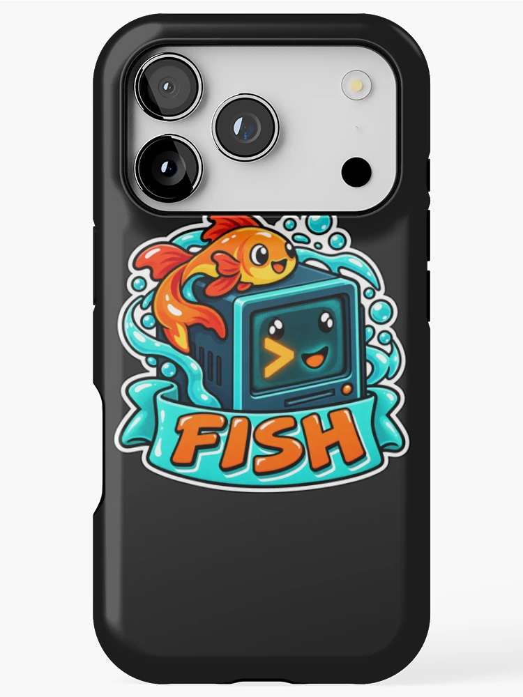 Thumbnail 1 of 4, iPhone Case, Fish Shell Terminal Cube Sticker - Friendly Interactive Shell Coder designed and sold by Stick Erify.