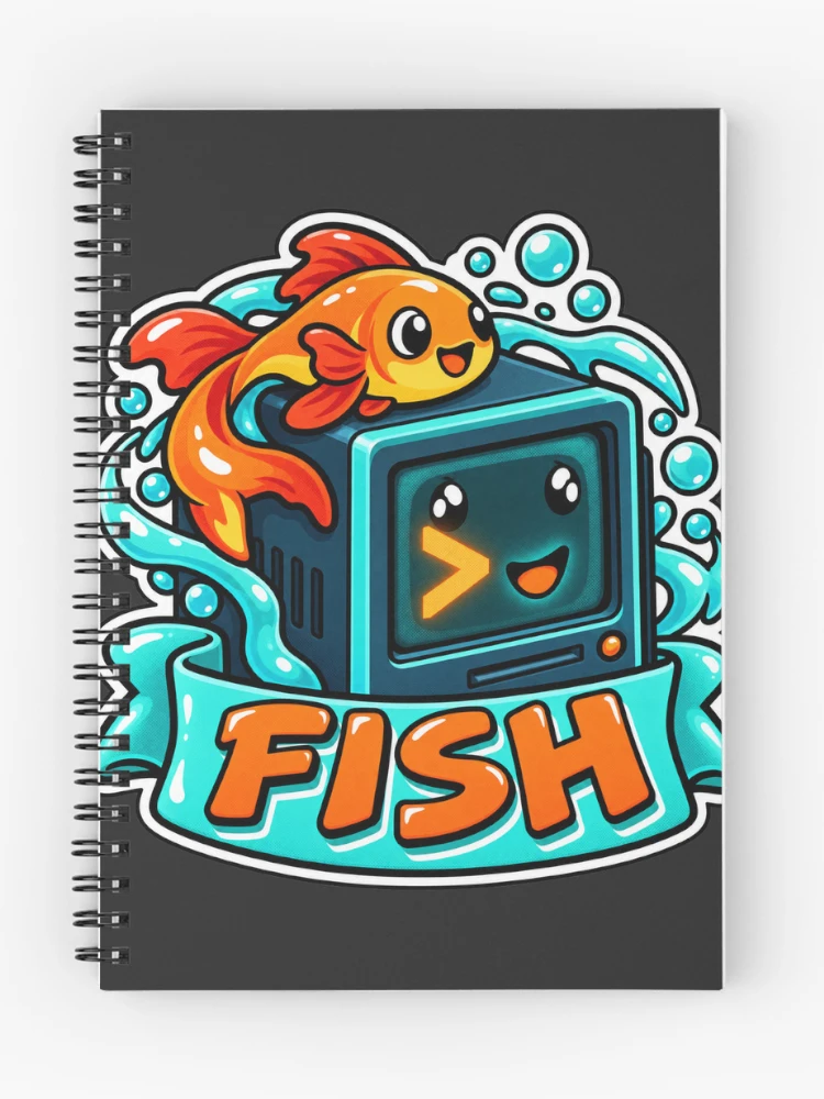 Thumbnail 1 of 3, Journal, Fish Shell Terminal Cube Sticker - Friendly Interactive Shell Coder designed and sold by Stick Erify.