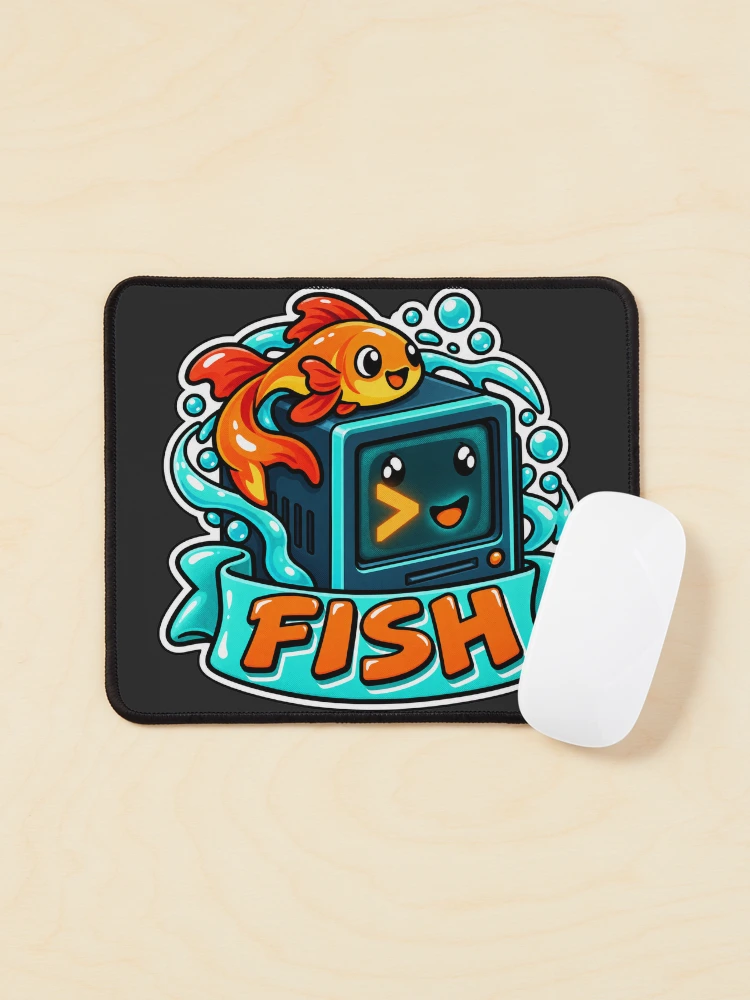 Thumbnail 1 of 5, Mouse Pad, Fish Shell Terminal Cube Sticker - Friendly Interactive Shell Coder designed and sold by Stick Erify.