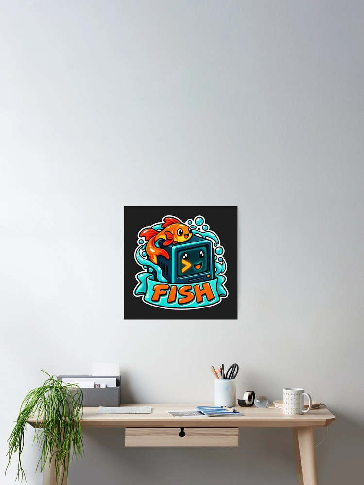 Thumbnail 2 of 3, Poster, Fish Shell Terminal Cube Sticker - Friendly Interactive Shell Coder designed and sold by Stick Erify.
