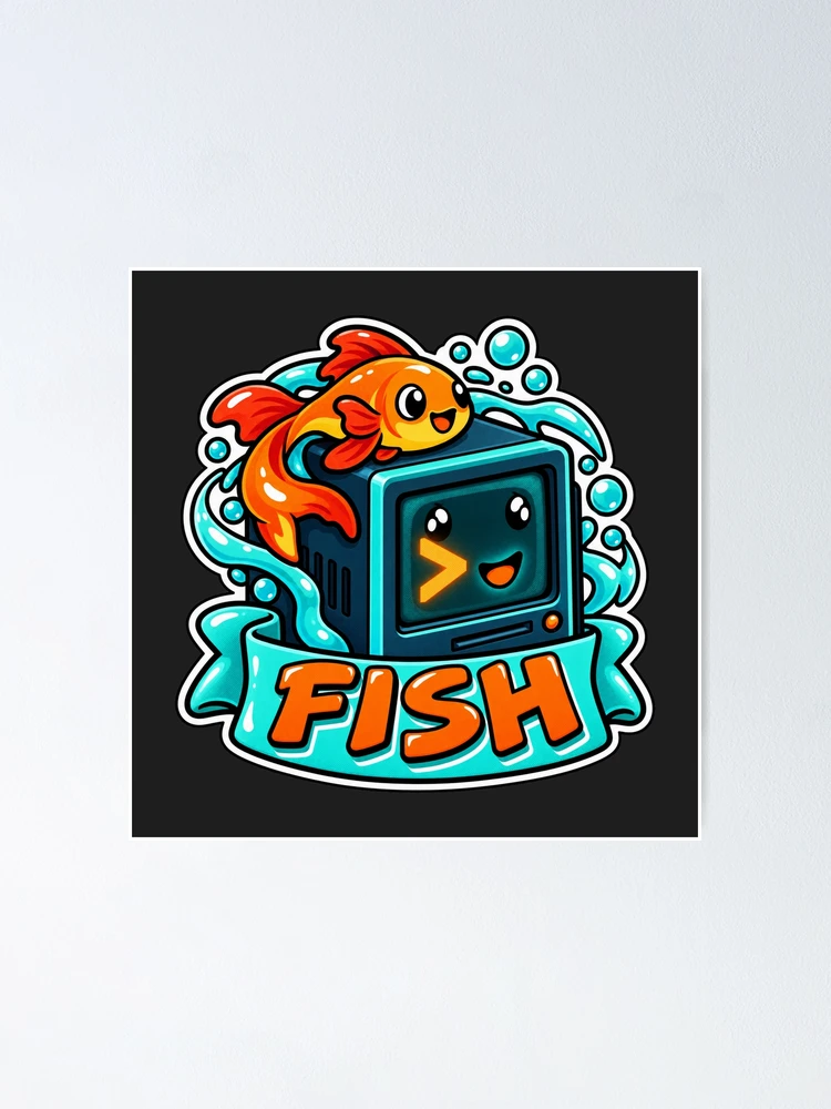 Thumbnail 1 of 3, Poster, Fish Shell Terminal Cube Sticker - Friendly Interactive Shell Coder designed and sold by Stick Erify.
