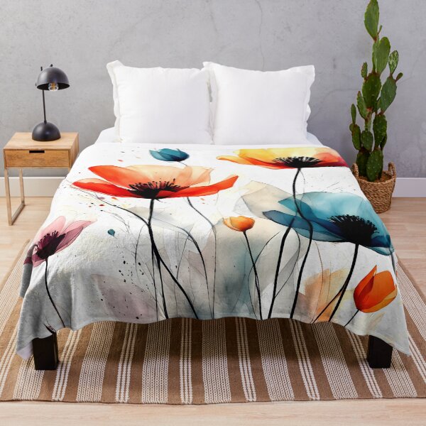 Item preview, Vivid Watercolor Abstract Poppies designed and sold by PainterlyPlay.