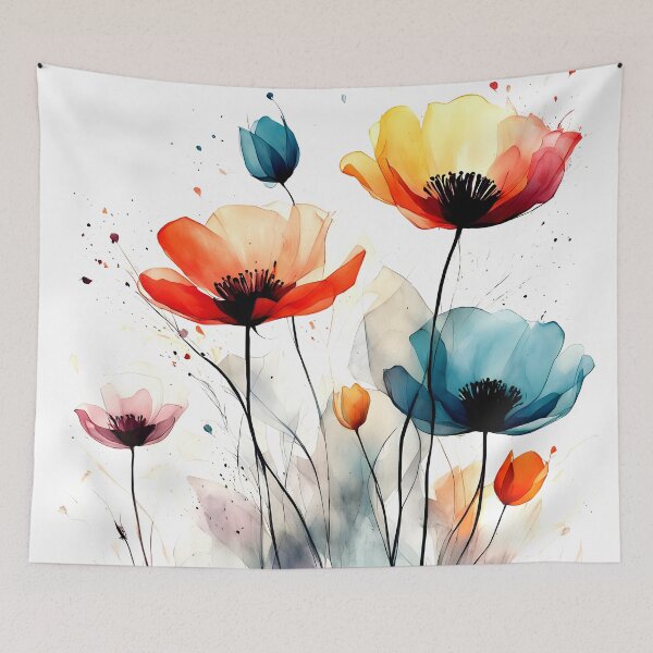 Item preview, Vivid Watercolor Abstract Poppies designed and sold by PainterlyPlay.