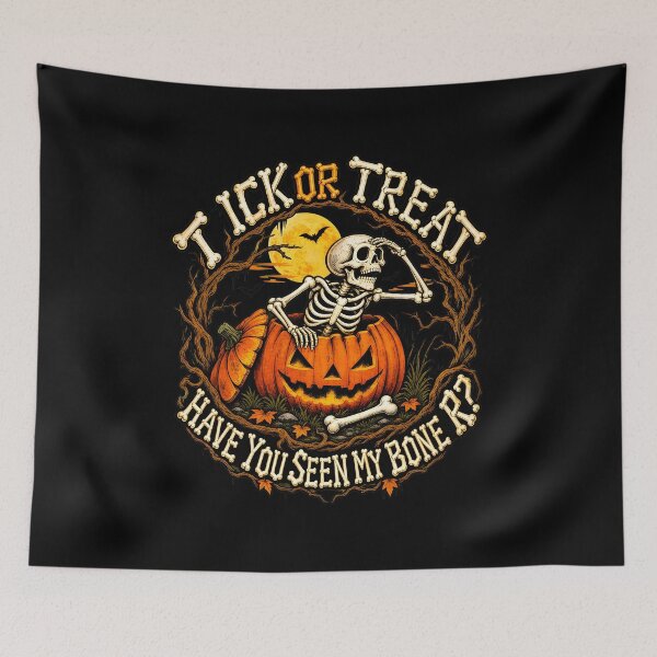 Item preview, Skeleton Pumpkin Trick Treat Bone Rhyme Art designed and sold by GiaoCalonas.
