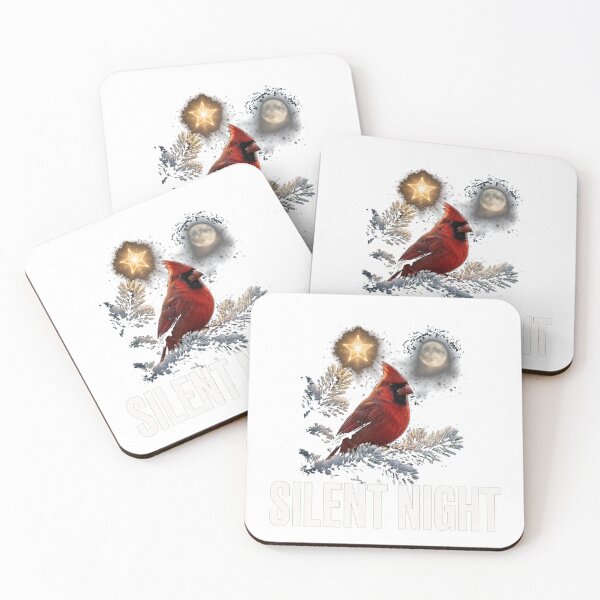 Item preview, Silent Night Christmas Cardinal with Star and Moon — Red Bird Holiday Design designed and sold by Nusrat002.