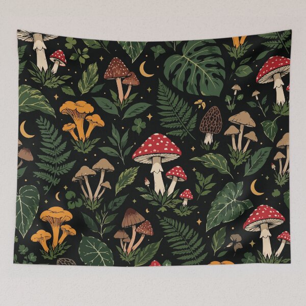 Item preview, Vintage Botanical Mushroom Forest Seamless Pattern designed and sold by BrownHorse90s.