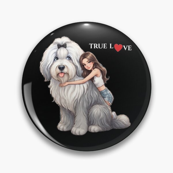 Item preview, True Love Girl Hugging Fluffy Bobtail Dog Art designed and sold by MaRCAStro.