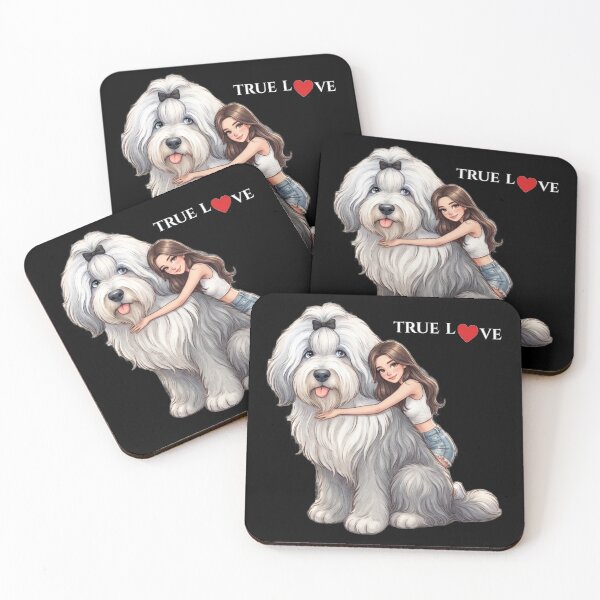 Item preview, True Love Girl Hugging Fluffy Bobtail Dog Art designed and sold by MaRCAStro.