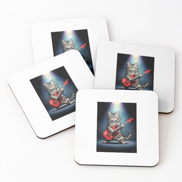 Item preview, Rock-Star Cat Playing Red Guitar-Stage Light Park Lover  designed and sold by numenee.