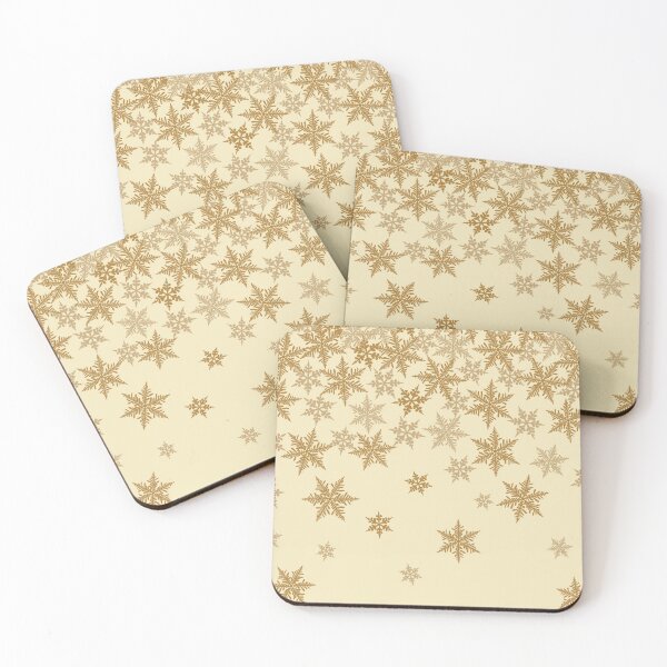 Item preview, Retro Christmas pattern with falling snowflakes in gold designed and sold by patternsbymira.