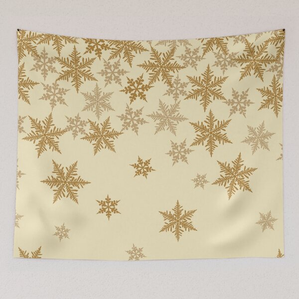 Item preview, Retro Christmas pattern with falling snowflakes in gold designed and sold by patternsbymira.