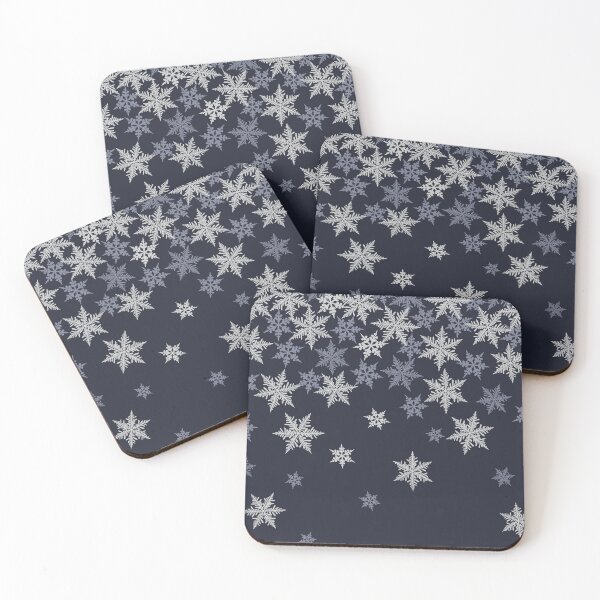 Item preview, Retro Christmas pattern with falling snowflakes on dark blue designed and sold by patternsbymira.