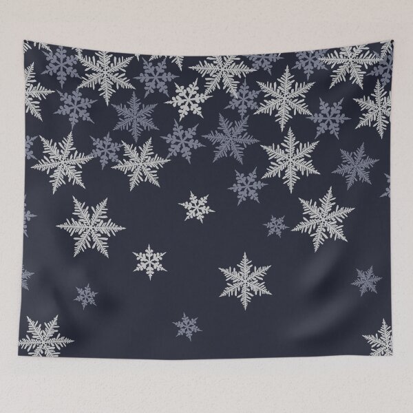 Item preview, Retro Christmas pattern with falling snowflakes on dark blue designed and sold by patternsbymira.