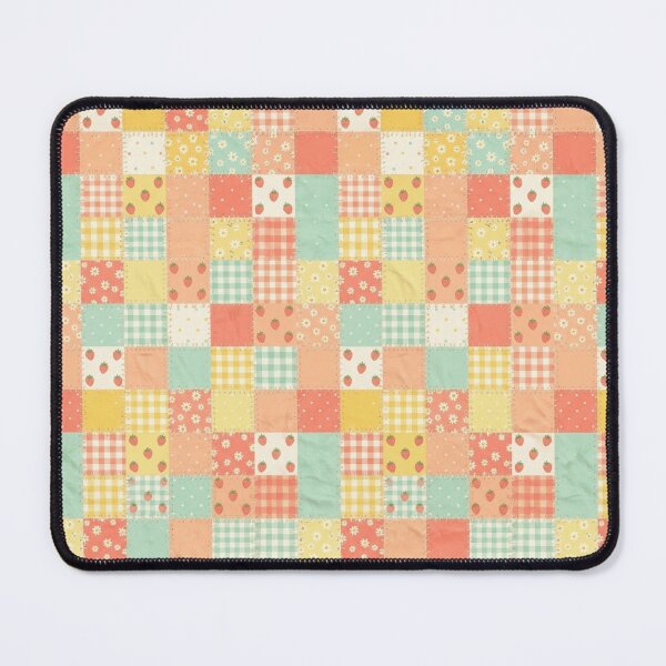 Item preview, Cute Strawberry Patchwork Quilt Seamless Pattern, Pastel Gingham and Floral Aesthetic Print designed and sold by 1DreamerShop.