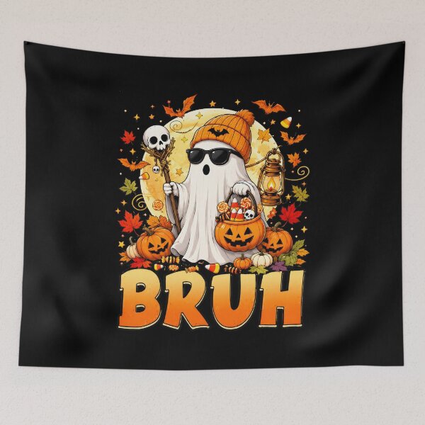 Item preview, Bruh Ghost Halloween Candy Bucket Beanie Autumn designed and sold by GiaoCalonas.