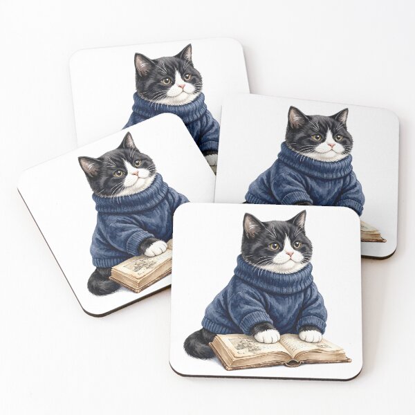 Item preview, Cozy Tuxedo Cat Reading Open Book - Cute Reader Gift designed and sold by AZABSTORE.