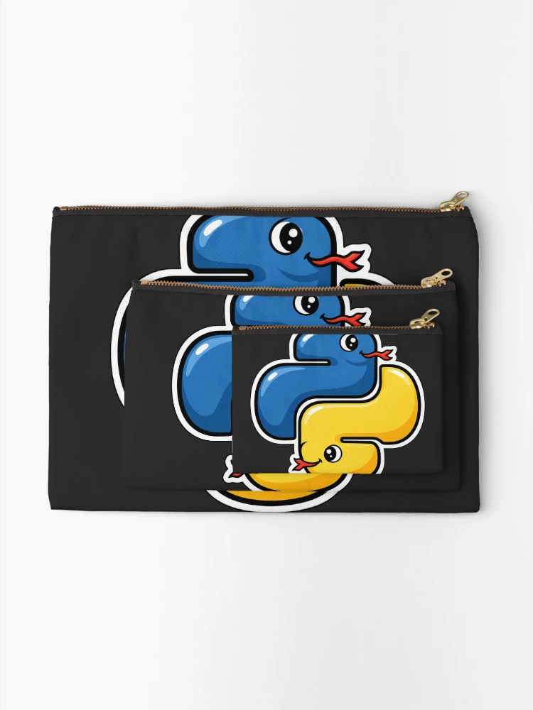 Thumbnail 2 of 4, Zipper Pouch, Cute Python Snakes Logo Sticker - Programmer Coding designed and sold by Stick Erify.