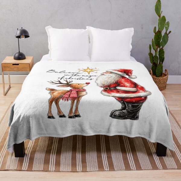 Item preview, Believe In Christmas Magic Santa And Reindeer Watercolor designed and sold by HuserPiri.