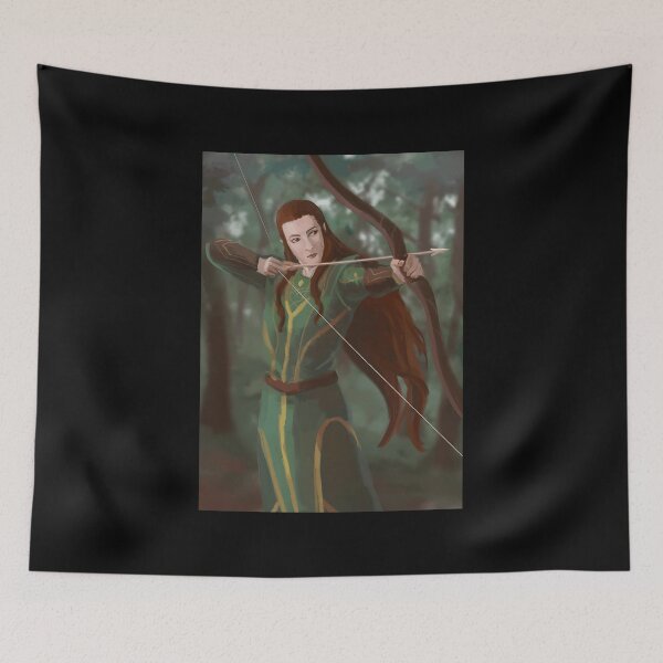 Item preview, Fantasy Archer Woman Drawing Bow in Forest designed and sold by elijbclaude.