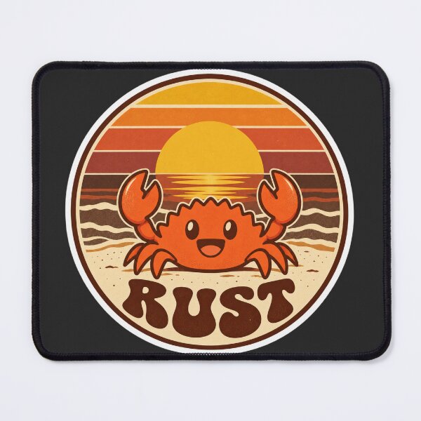 Item preview, Retro 70s Rust Crab Sunset Beach Badge - Rustacean Sticker designed and sold by Stick Erify.