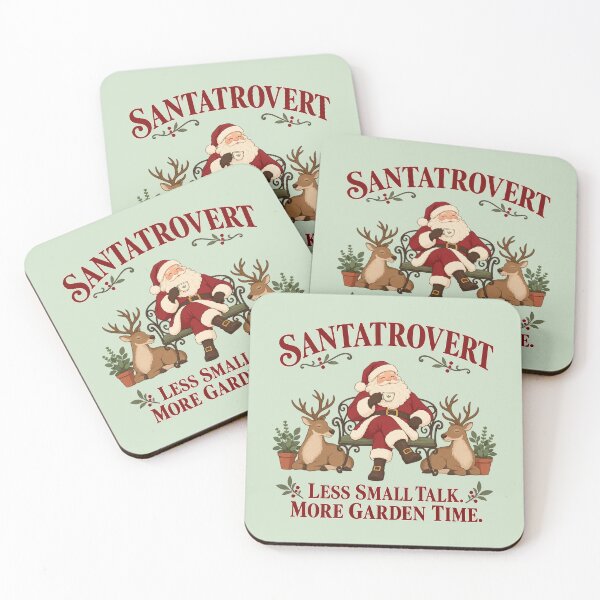 Item preview, Santatrovert Garden Santa and Reindeer for Introverts Who Love Quiet Christmas Moments designed and sold by Im-Ara.