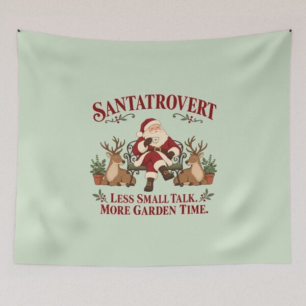 Item preview, Santatrovert Garden Santa and Reindeer for Introverts Who Love Quiet Christmas Moments designed and sold by Im-Ara.