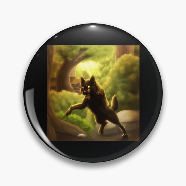 Item preview, Playful Black Dog in Sunlit Forest Scene designed and sold by elijbclaude.