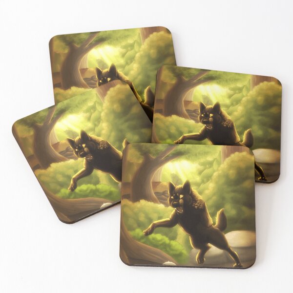 Item preview, Playful Black Dog in Sunlit Forest Scene designed and sold by elijbclaude.