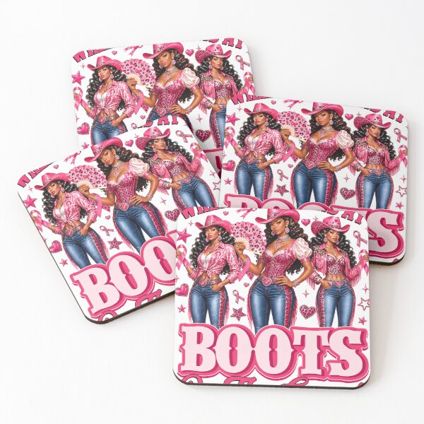 Item preview, Where Them Fans At Boots On The Ground Black Cowgirl Breast Cancer designed and sold by varin-studio.