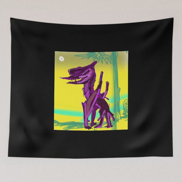 Item preview, Abstract Purple Dog Illustration with Vibrant Yellow Background designed and sold by elijbclaude.