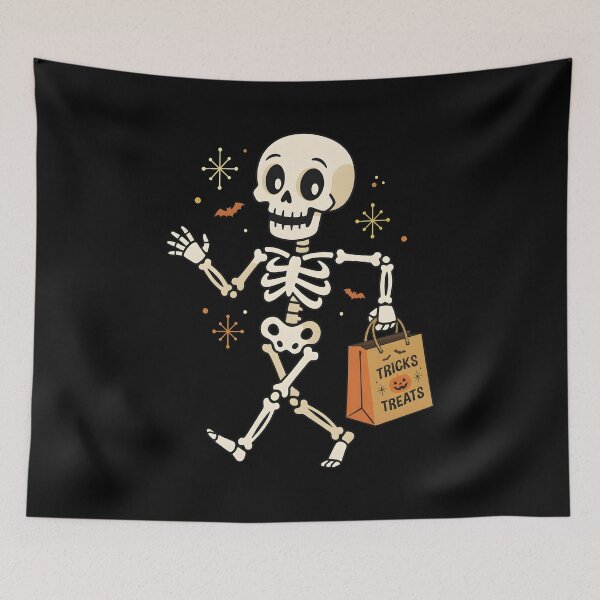 Item preview, Skeleton Trick or Treats Bag Retro Halloween Art designed and sold by GiaoCalonas.