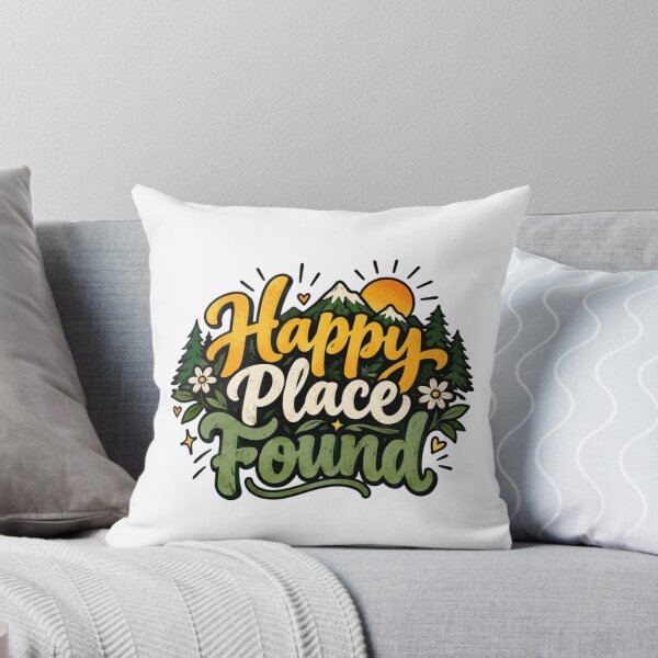 Item preview, Happy Place Found – Retro Mountain Nature Quote designed and sold by Sanika arts .