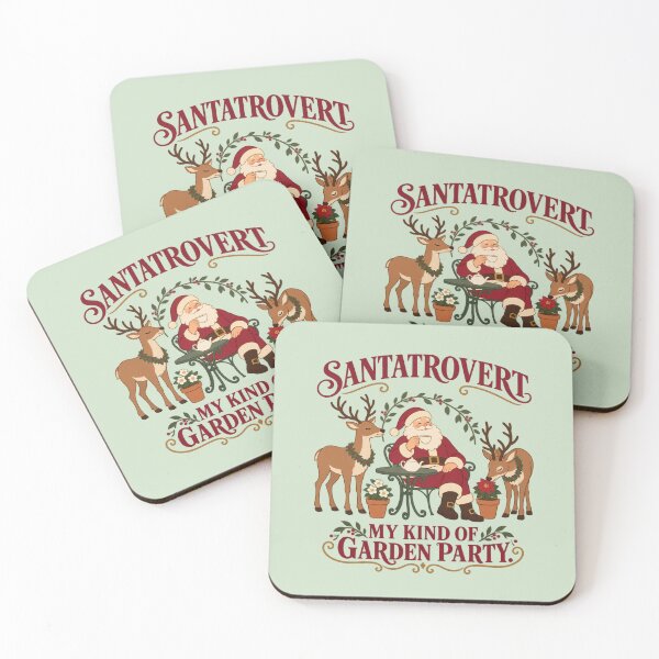 Item preview, Santatrovert Santa and Reindeer Garden Party for Tea Lovers Who Prefer a Quiet Christmas designed and sold by Im-Ara.