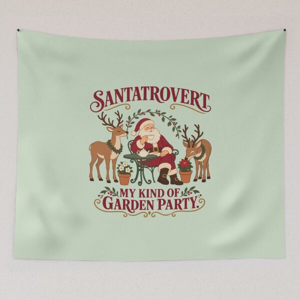 Item preview, Santatrovert Santa and Reindeer Garden Party for Tea Lovers Who Prefer a Quiet Christmas designed and sold by Im-Ara.