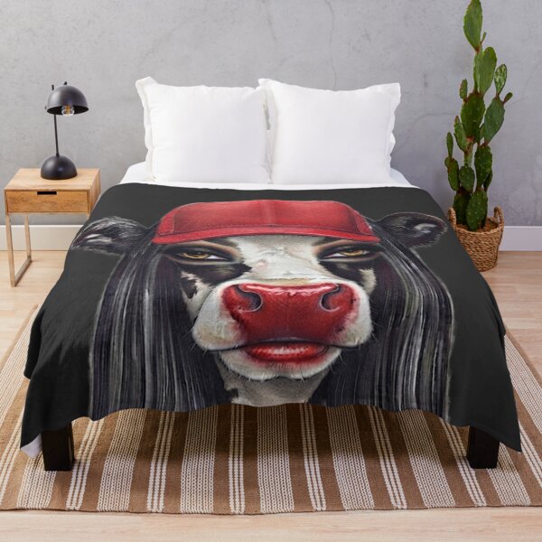 Item preview, Edgy Glamorous Cow In Red Cap And Long Hair Art designed and sold by MaRCAStro.