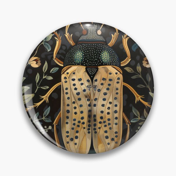 Item preview, Beetle Floral, Vintage Insect Illustration on dark background designed and sold by LeAllureVintage.