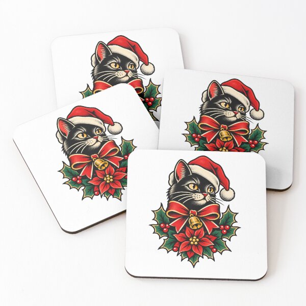 Item preview, Black Cat Christmas – Traditional Tattoo Santa Kitty designed and sold by MetaModel Editions.