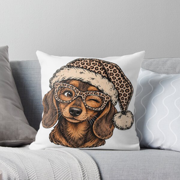 Item preview, Christmas Dachshund with Leopard Hat and Glasses designed and sold by HuserPiri.